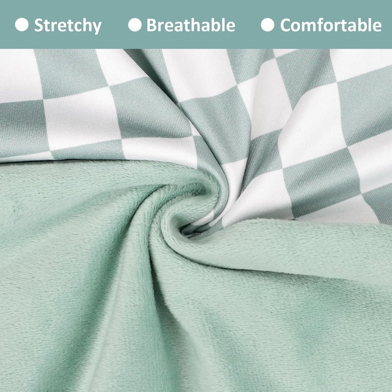 DILIMI Nursing Pillow Cover Soft Stretchy Nursing Cover for Breastfeeding Pillow 1 Pack Reversible Removable Slipover for Baby Boy and Girls Green Checkered - Image 3