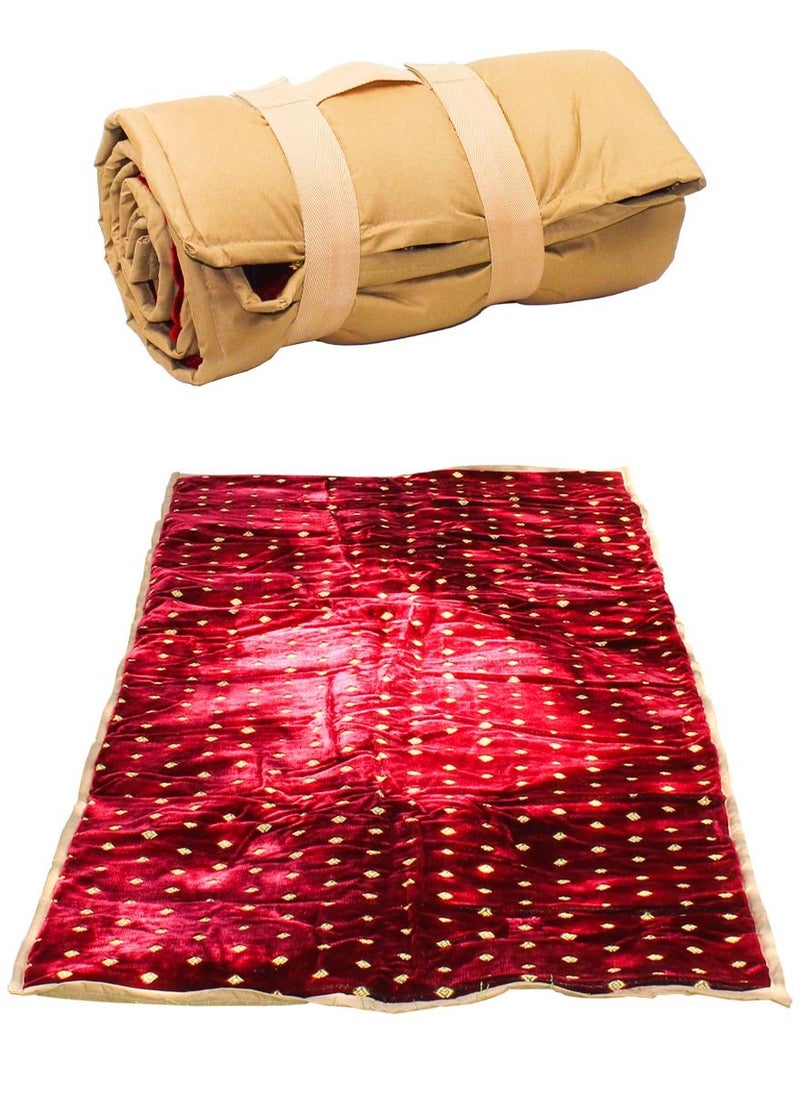 QUTOOB - Traditional Arabic Picnic Carpet, Foldable Camping Carpet with Carry Strap, Multi Use Picnic Mat Perfect for Camping, Park, Beach, Desert, Hiking, Outdoor and Indoor, Mattress for Camping and Trips - Image 1