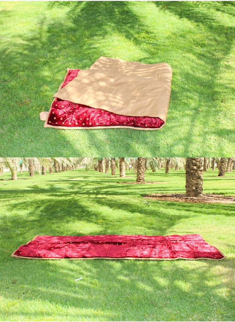 QUTOOB - Traditional Arabic Picnic Carpet, Foldable Camping Carpet with Carry Strap, Multi Use Picnic Mat Perfect for Camping, Park, Beach, Desert, Hiking, Outdoor and Indoor, Mattress for Camping and Trips - Image 1