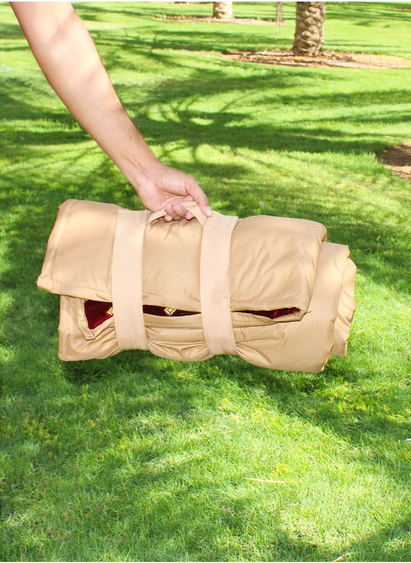 QUTOOB - Traditional Arabic Picnic Carpet, Foldable Camping Carpet with Carry Strap, Multi Use Picnic Mat Perfect for Camping, Park, Beach, Desert, Hiking, Outdoor and Indoor, Mattress for Camping and Trips - Image 1