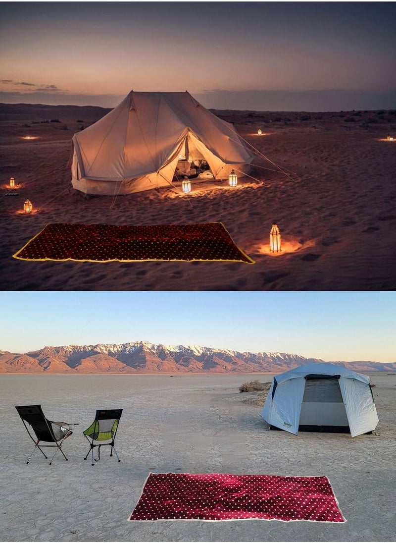 QUTOOB - Traditional Arabic Picnic Carpet, Foldable Camping Carpet with Carry Strap, Multi Use Picnic Mat Perfect for Camping, Park, Beach, Desert, Hiking, Outdoor and Indoor, Mattress for Camping and Trips - Image 1