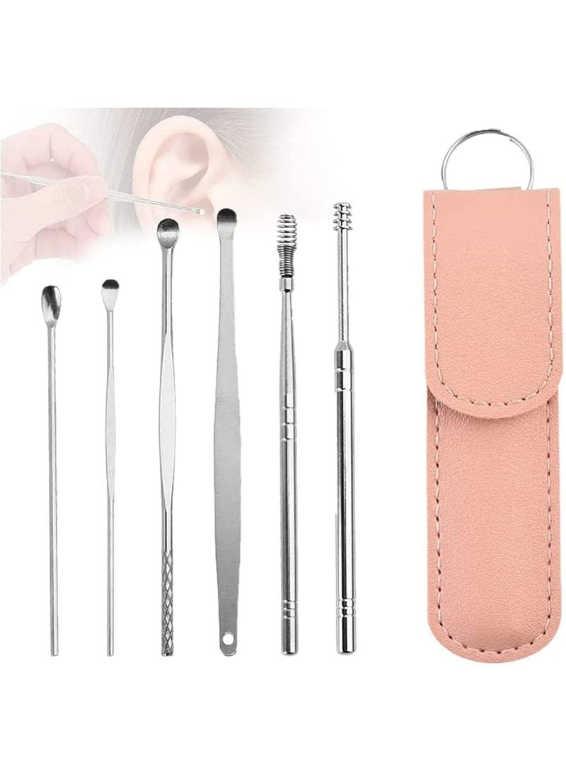 Generic 6-in-1 Earwax Removal Kit, Ear Pick Ear Cleansing Tool Set, Stainless Steel Ear Curette Spiral Ear Wax Remover Tool with Storage Bag  - Image 1