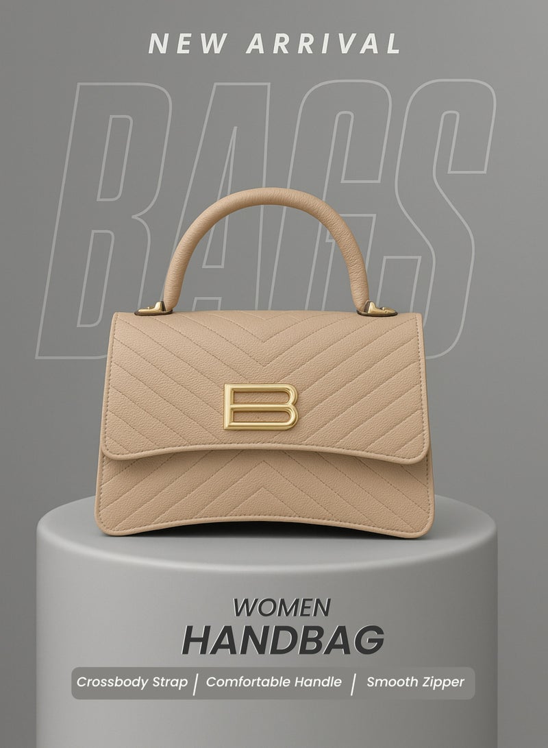 فيبتور حقيبة يد نسائية أنيقة من جلد البولي يوريثان بمقبض علوي وسحاب للإغلاق، حقيبة كتف خفيفة الوزن ومتينة - Image 2