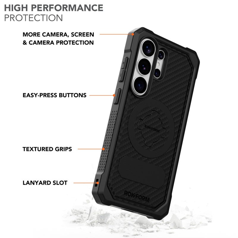 Rokform Rugged Case for Galaxy S26 Ultra, Magnetic Cover, Drop Tested Armor (Black) - Image 3
