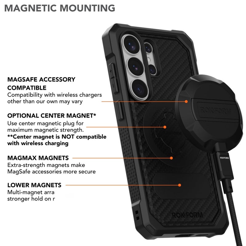 Rokform Rugged Case for Galaxy S26 Ultra, Magnetic Cover, Drop Tested Armor (Black) - Image 5