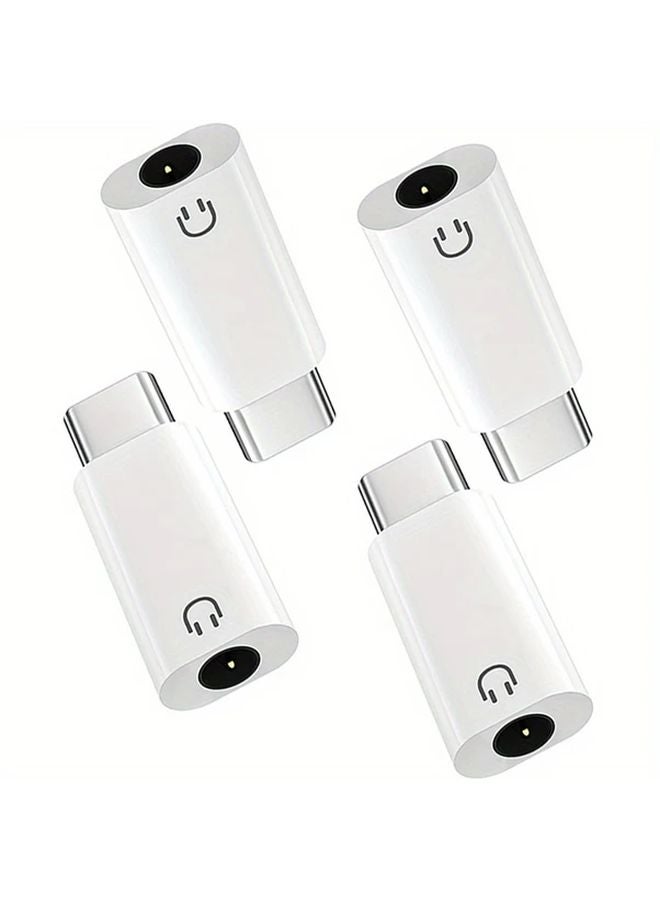 White USB C to 35mm Headphone Adapter 4 Pack Hi Fi Audio for iPhone 15 S23 S22 iPad Pro - Image 1