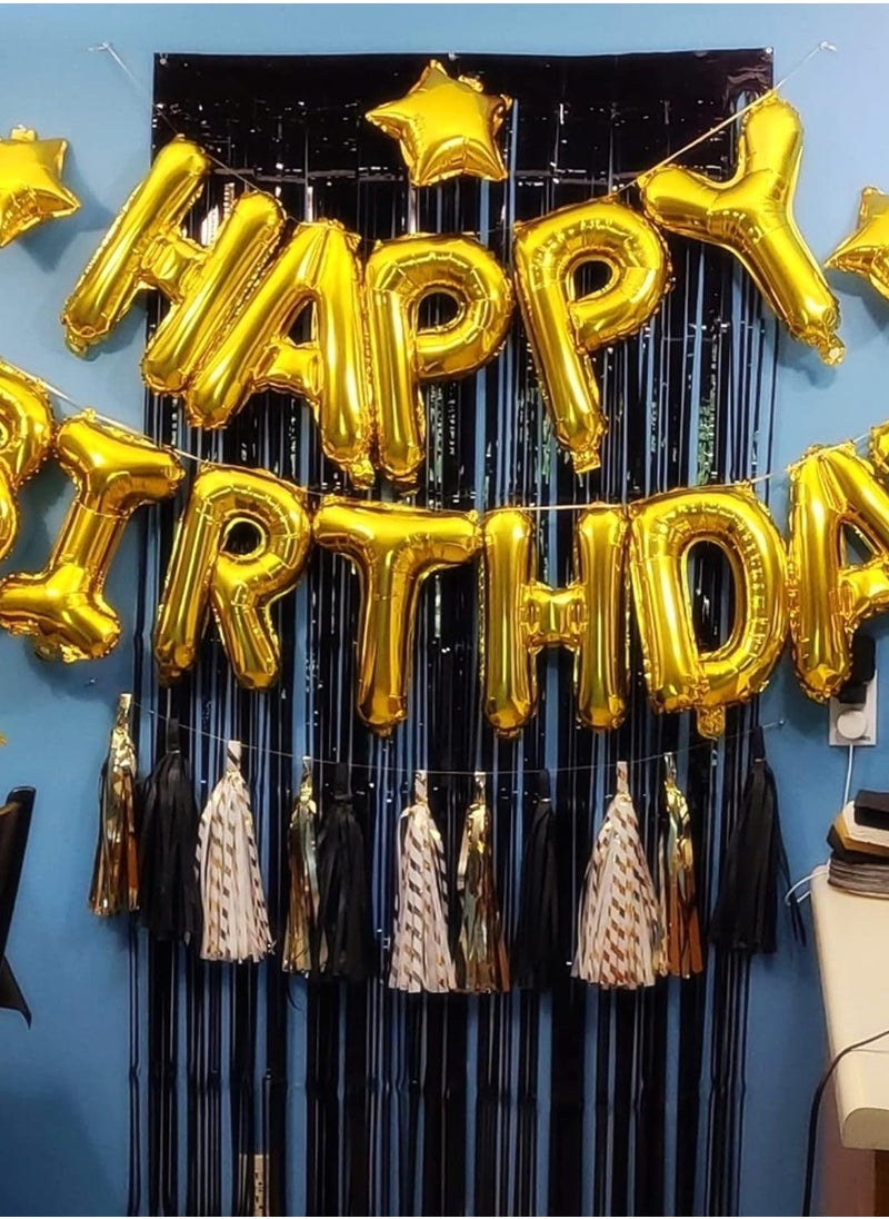 iPartyCool - Happy Birthday Balloons,Aluminum Foil Banner Balloons for Birthday Party Decorations and Supplies -Gold - Image 1