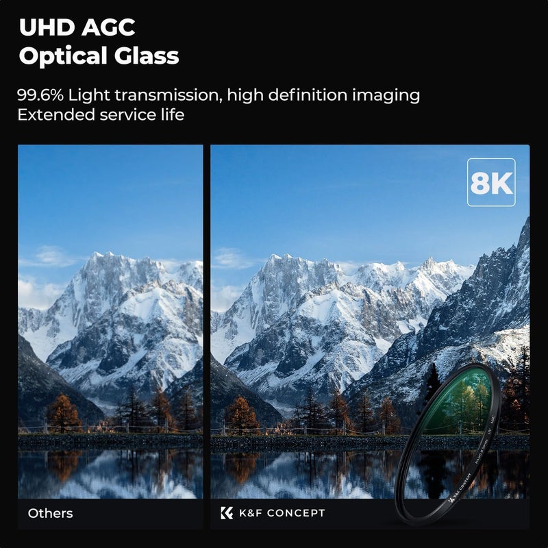 K&F Concept 77mm MC UV Protection Filter with 28 Multi-Layer Coatings - Ultra-Slim, Hydrophobic, Scratch Resistant - Image 3