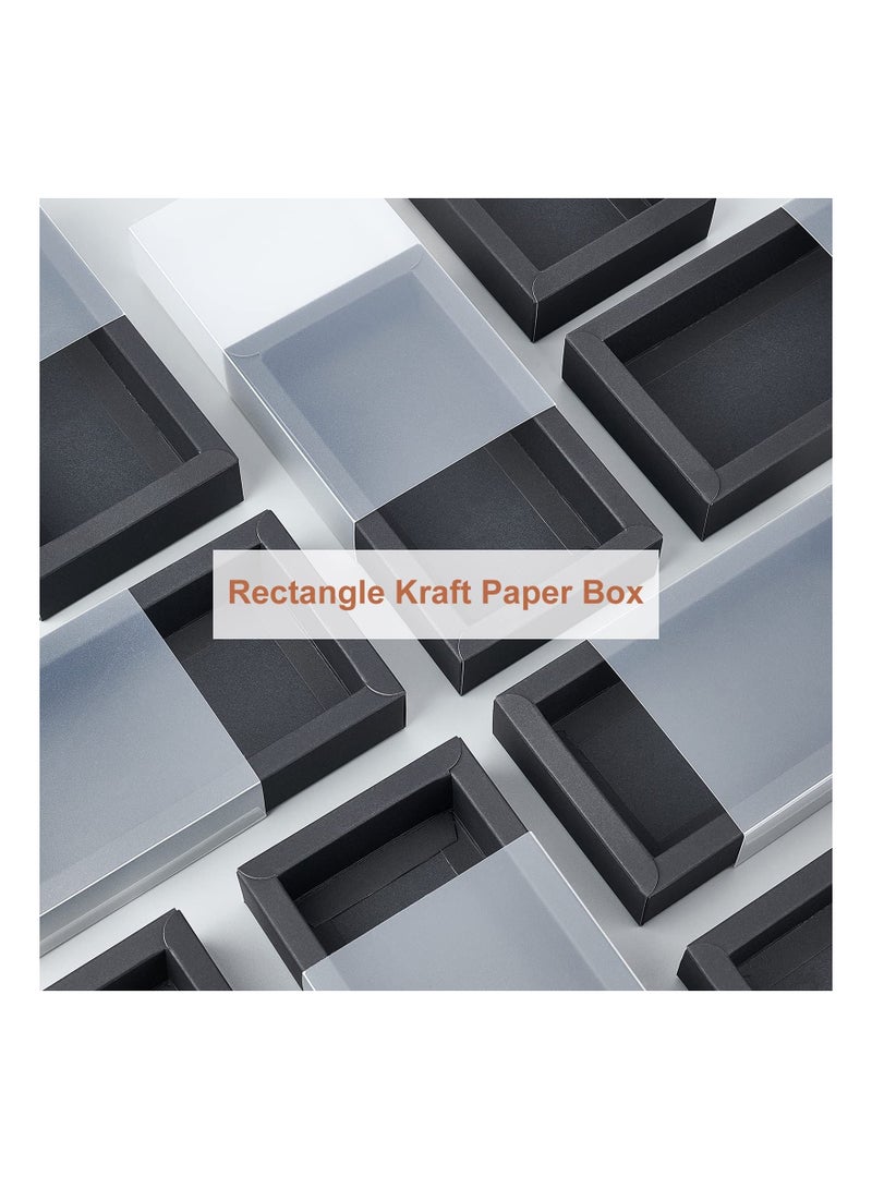 12 عبوة صناديق درج مستطيلة شفافة مصنوعة من PVC بلون أسود 16x9.2x3.2 سم لصندوق هدايا للحفلات والمكافآت والحلويات والمخبوزات والمجوهرات - Image 3