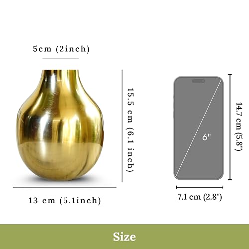Behoma Metal Flower Vase for Home Decor Living Room Kitchen Office Wedding | Round Shape Metal Table Decorative Flower Pot Gold Colour Small (Flower not Included) - Image 3