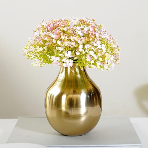 Behoma Metal Flower Vase for Home Decor Living Room Kitchen Office Wedding | Round Shape Metal Table Decorative Flower Pot Gold Colour Small (Flower not Included) - Image 2