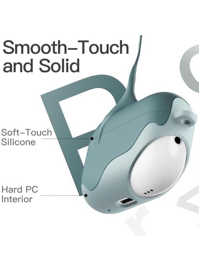 جي تيك غطاء سيليكون مطور لسماعات Airpods الجيل الرابع 2024 مع سلسلة مفاتيح من مادة البولي كربونات الصلبة الداخلية وغطاء حماية مقاوم للصدمات مع إضاءة أمامية LED باللون الأخضر الصنوبري - Image 3