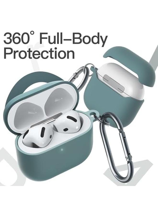 جي تيك غطاء سيليكون مطور لسماعات Airpods الجيل الرابع 2024 مع سلسلة مفاتيح من مادة البولي كربونات الصلبة الداخلية وغطاء حماية مقاوم للصدمات مع إضاءة أمامية LED باللون الأخضر الصنوبري - Image 5