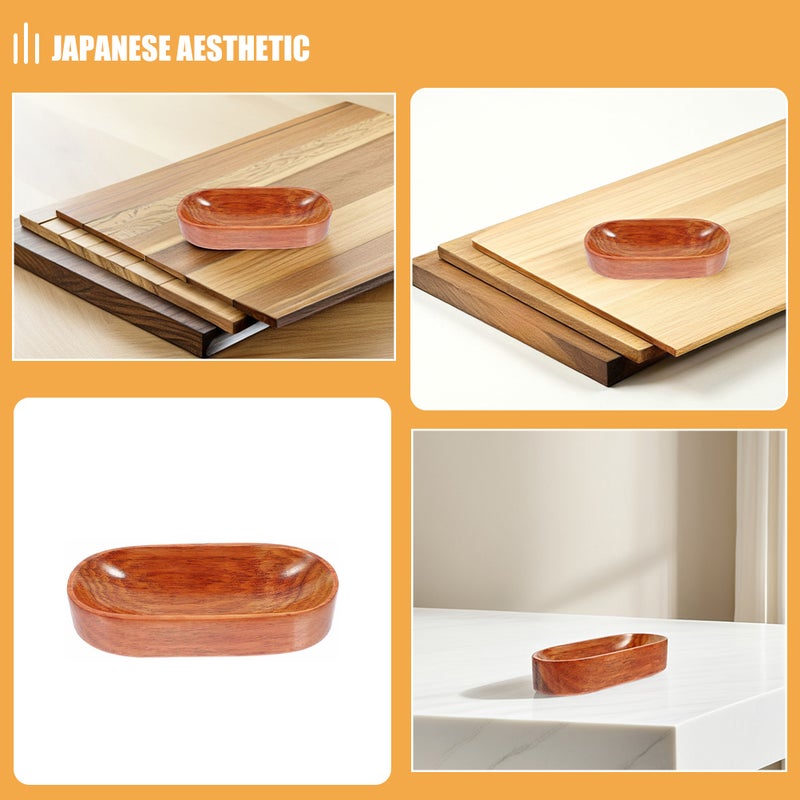 4 pcs Serving Trays Wood Platter Serving Platter Charcuterie Plates Board Cheese Plate - Image 4