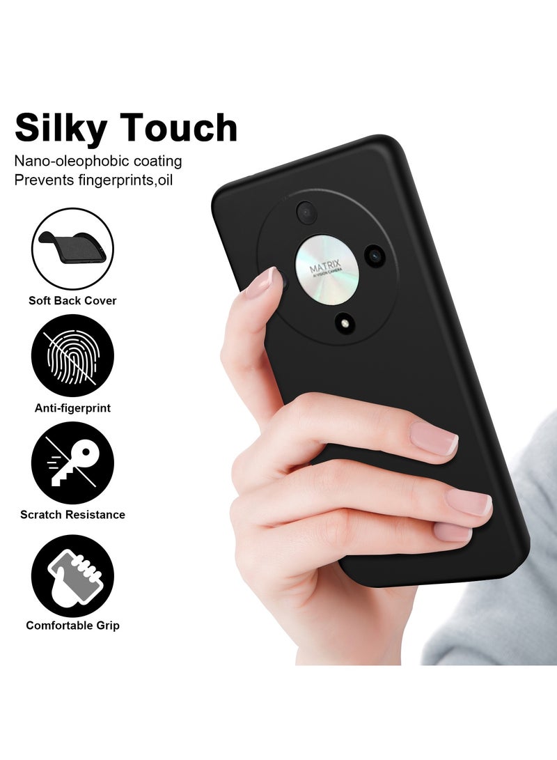 Color Fans For Honor X9b 5G 6.78 inch Case Slim Liquid Silicone Protective Cover Black - Image 4