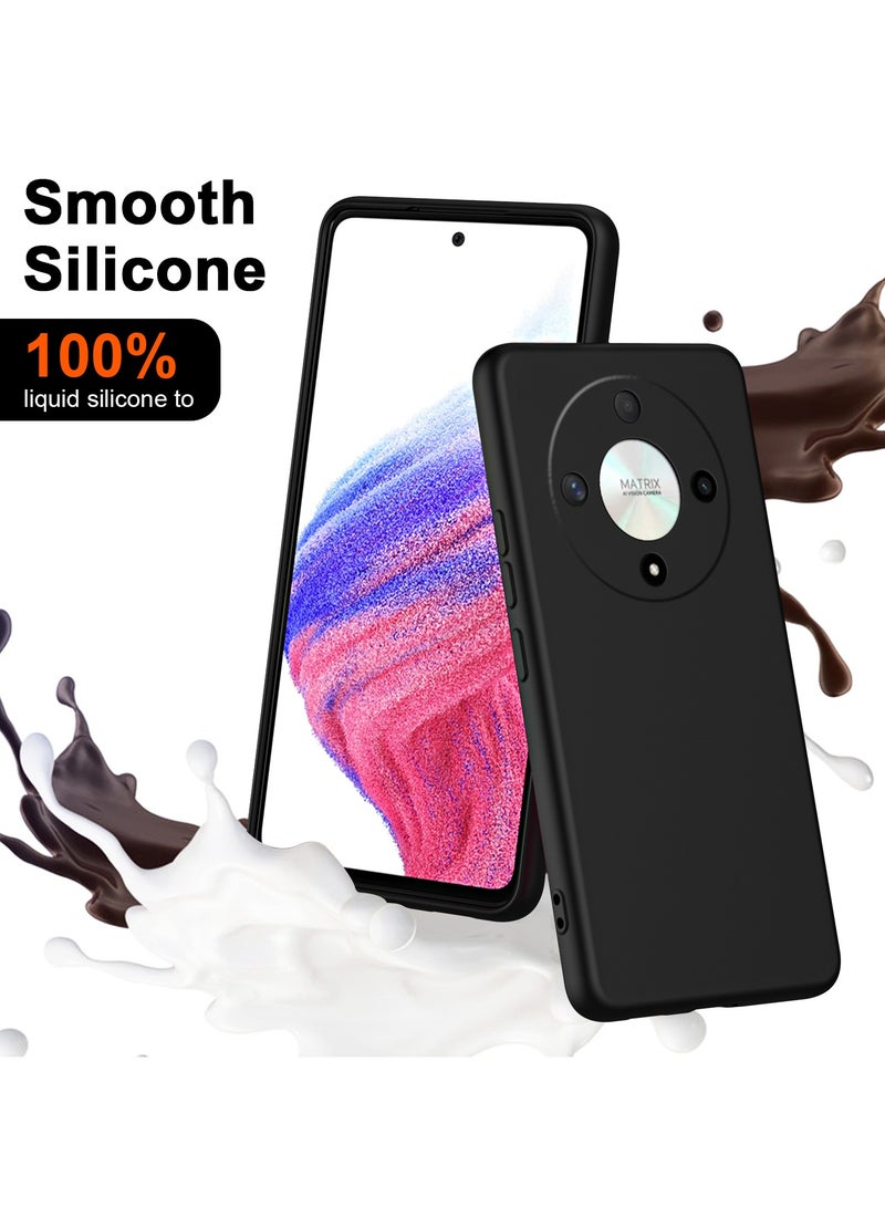 Color Fans For Honor X9b 5G 6.78 inch Case Slim Liquid Silicone Protective Cover Black - Image 2