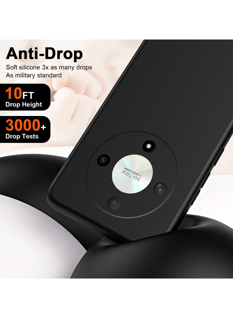 Color Fans For Honor X9b 5G 6.78 inch Case Slim Liquid Silicone Protective Cover Black - Image 3