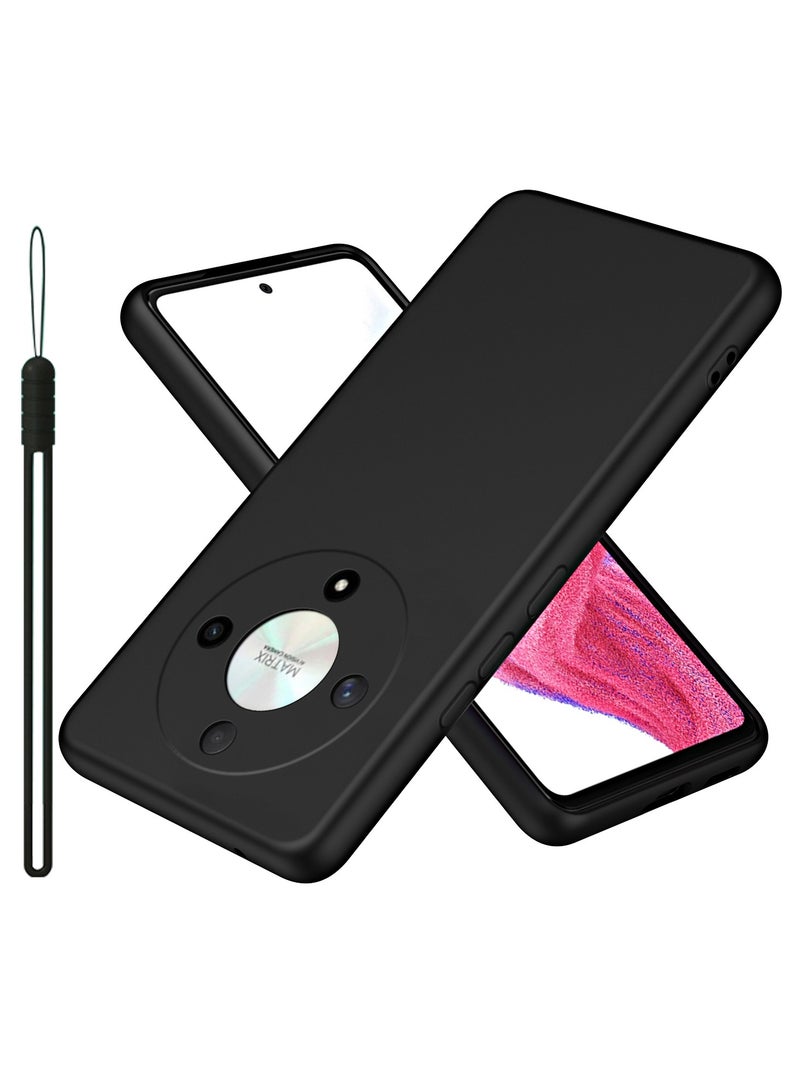 Color Fans For Honor X9b 5G 6.78 inch Case Slim Liquid Silicone Protective Cover Black - Image 1