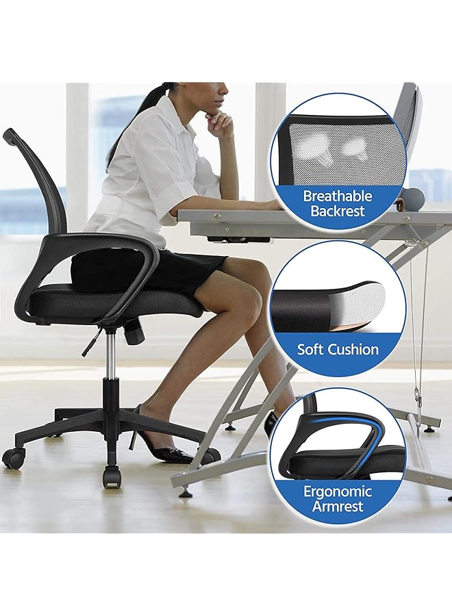 erorex 300Lbs Office Chair Ergonomic Desk Chair Adjustable Task Chair For Lumbar Back Support Mesh Back Computer Chair Rolling Swivel And Armrest Modern Executive Home Office Desk Chairs Black - Image 4