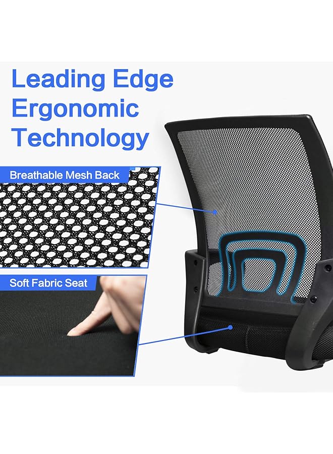 erorex 300Lbs Office Chair Ergonomic Desk Chair Adjustable Task Chair For Lumbar Back Support Mesh Back Computer Chair Rolling Swivel And Armrest Modern Executive Home Office Desk Chairs Black - Image 5