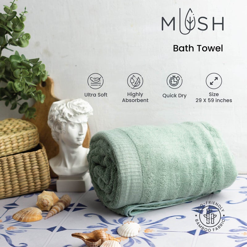 Mush Bamboo Towels for Bath Large Size | 600 GSM Bath Towel for Men & Women | Soft, Highly Absorbent, Quick Dry,and Anti Microbial | 75 X 150 cms (Pack of 1, Olive Green) - Image 3