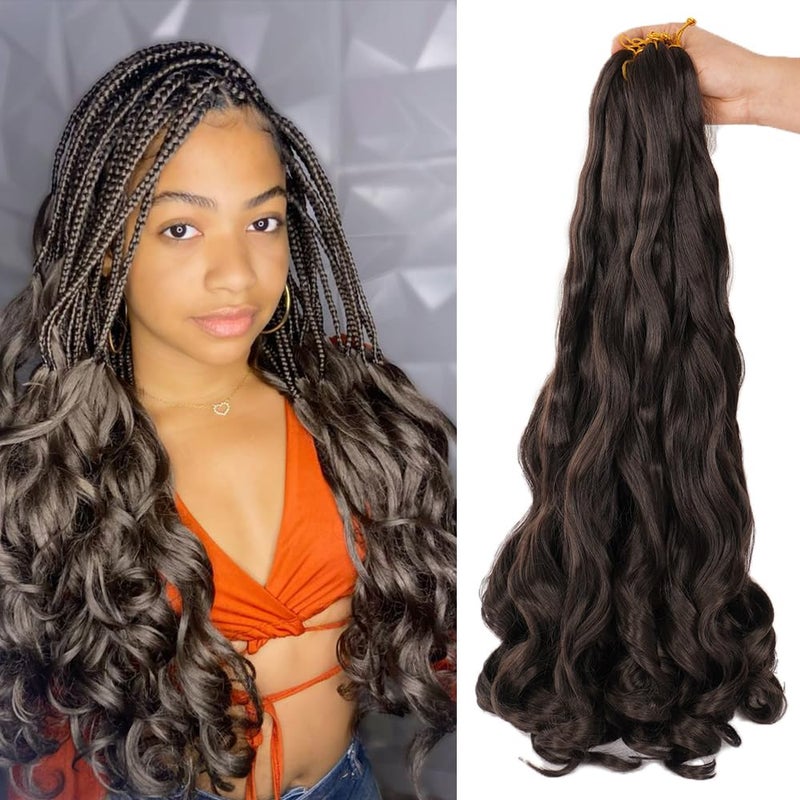 WIPPORYA French Curly Braiding Hair 24 Inch 6 Packs Loose Wave Bouncy Crochet Hair Pre Stretched 100g/pack Yaki Curly Braiding Hair for Black Women Hair Extensions (#2) - Image 1