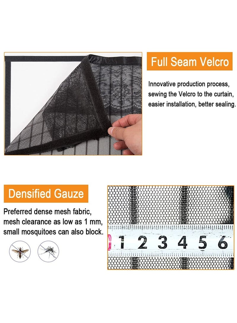 KASTWAVE Magnetic Fly Screen Door - KASTWAVE Retractable Mesh with Magnet Sliding Hands Free Net, Pet & Kid Friendly (100x210cm, Black)  - Image 3