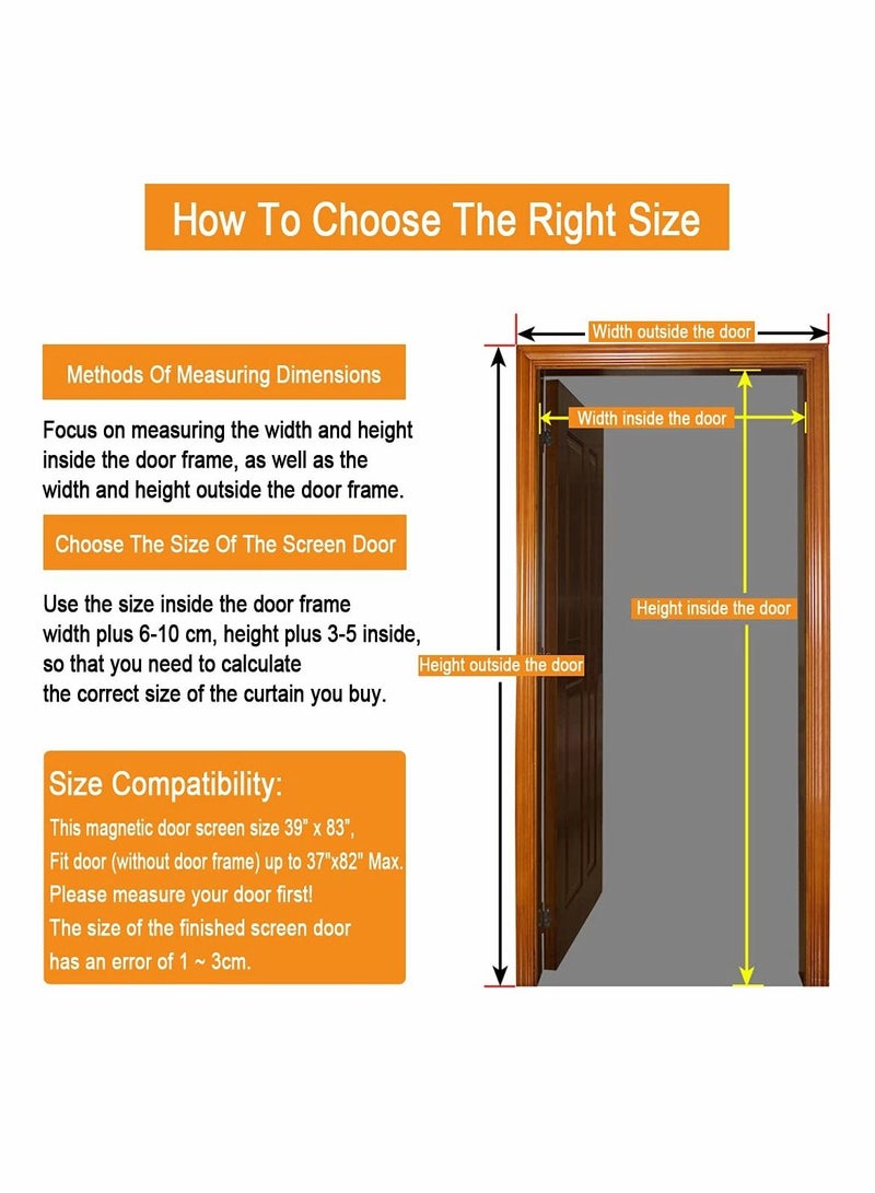 KASTWAVE Magnetic Fly Screen Door - KASTWAVE Retractable Mesh with Magnet Sliding Hands Free Net, Pet & Kid Friendly (100x210cm, Black)  - Image 5