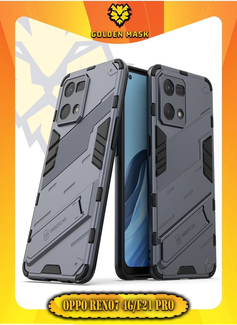 جولدن ماسك - اوبو رينو 7 4جى/اف 21 برو (Oppo Reno7 4G/F21 Pro) جراب بانك كفر حماية للهاتف - (رمادى) - Image 1