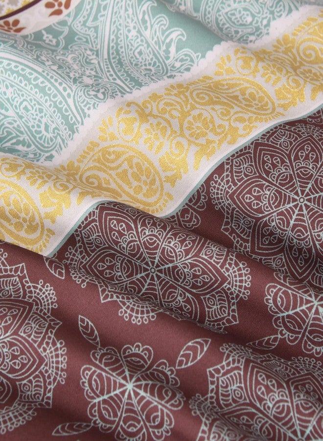 Cottolester Boho Comforter Set King Size,8 Pieces Red and Orange Bohemian Striped Bed in a Bag,Paisley Soft Microfiber Bedding Comforter Set - Image 5