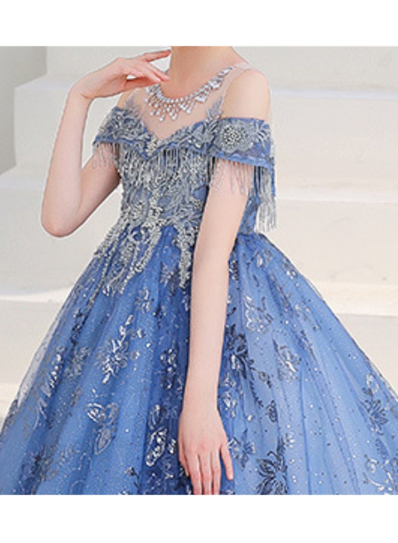 Princess dress piano performance dress host birthday evening dress Costumes - Image 3