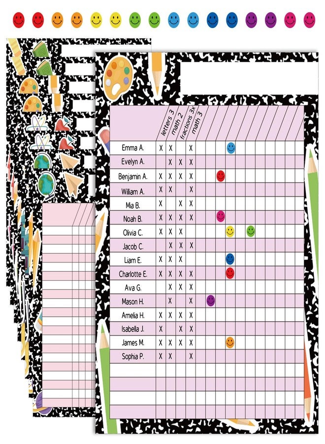 BLSUREFYX 8pcs Attendance Charts for Classroom Management 11x13.8in Multi-Color Incentive Reward Chart Kids Behavior Chart Student Homework Tracker for Chore Responsibility Assignments Data Progress Tracking - Image 1