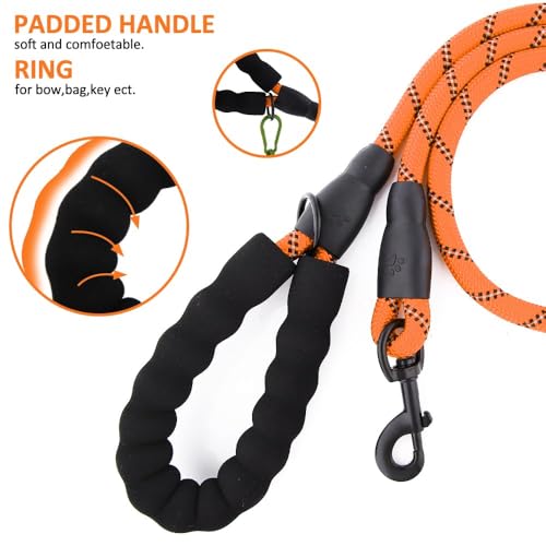 HANK Dog Long Leash | 3M Reflective Leash for Large Dogs | Metal Hook | Soft Comfortable Handle | Shockproof Pet Rope (10 Feet Long - Neon Orange) - Image 2