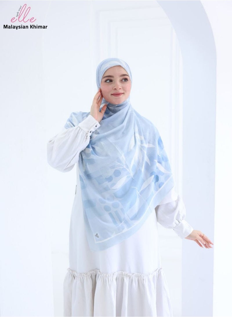 ELLE Malaysian Printed Women's Khimar – Lightweight and Stay-Up Fabric – Elegant Design with Delicate Prints – Size 150x150 - Image 2