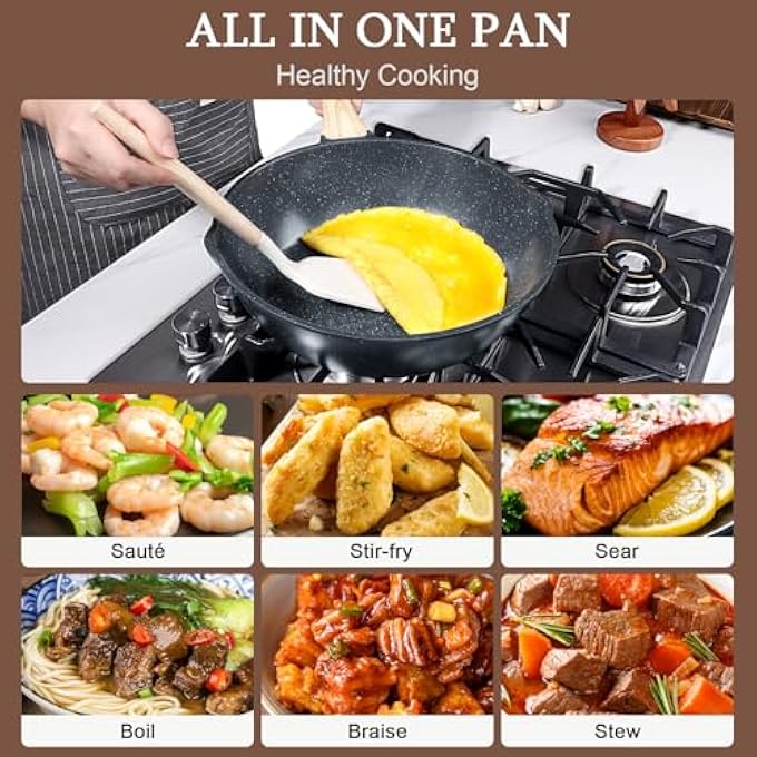 GIPP Ceramic Coating Nonstick Deep Frying Pan  30Cm Saute Pan With Lid Pour Spout And StayCool Handle Non Stick Skillet Non Toxic Cooking Pan Induction Cookware Dishwasher Safe Pfoa FreeGray - Image 5