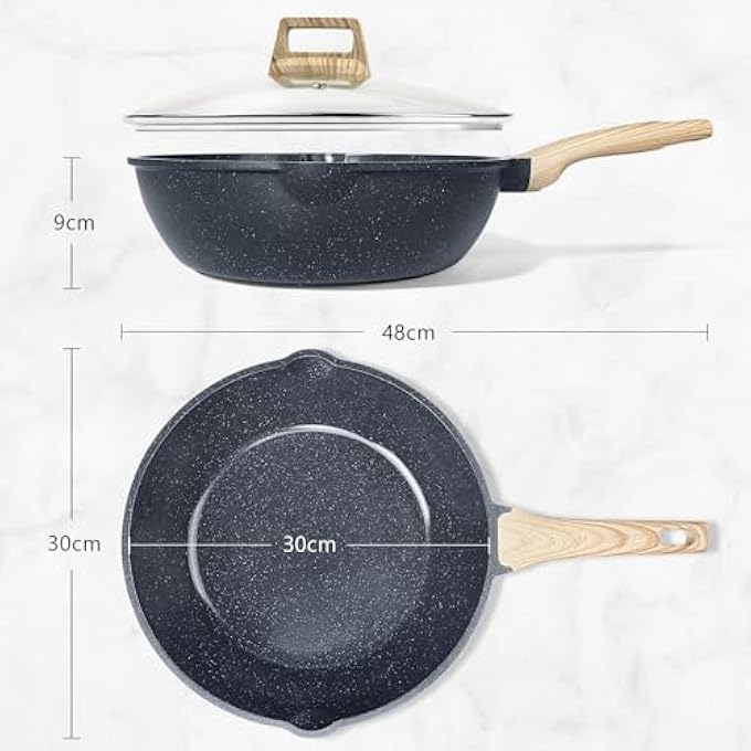 GIPP Ceramic Coating Nonstick Deep Frying Pan  30Cm Saute Pan With Lid Pour Spout And StayCool Handle Non Stick Skillet Non Toxic Cooking Pan Induction Cookware Dishwasher Safe Pfoa FreeGray - Image 2