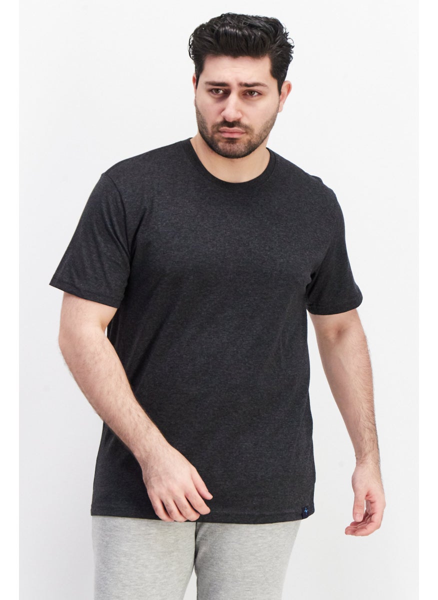 Tailorbyrd Men Crew Neck Short Sleeve Heather T-Shirt, Charcoal  - Image 1