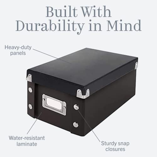Snap-N-Store Index Card Holder Storage Box - Collapsible Organizer Box fits 1100 Flash Cards - Business, Recipe, or Note Card - 3 x 5, 2 Pack, Black - Image 4
