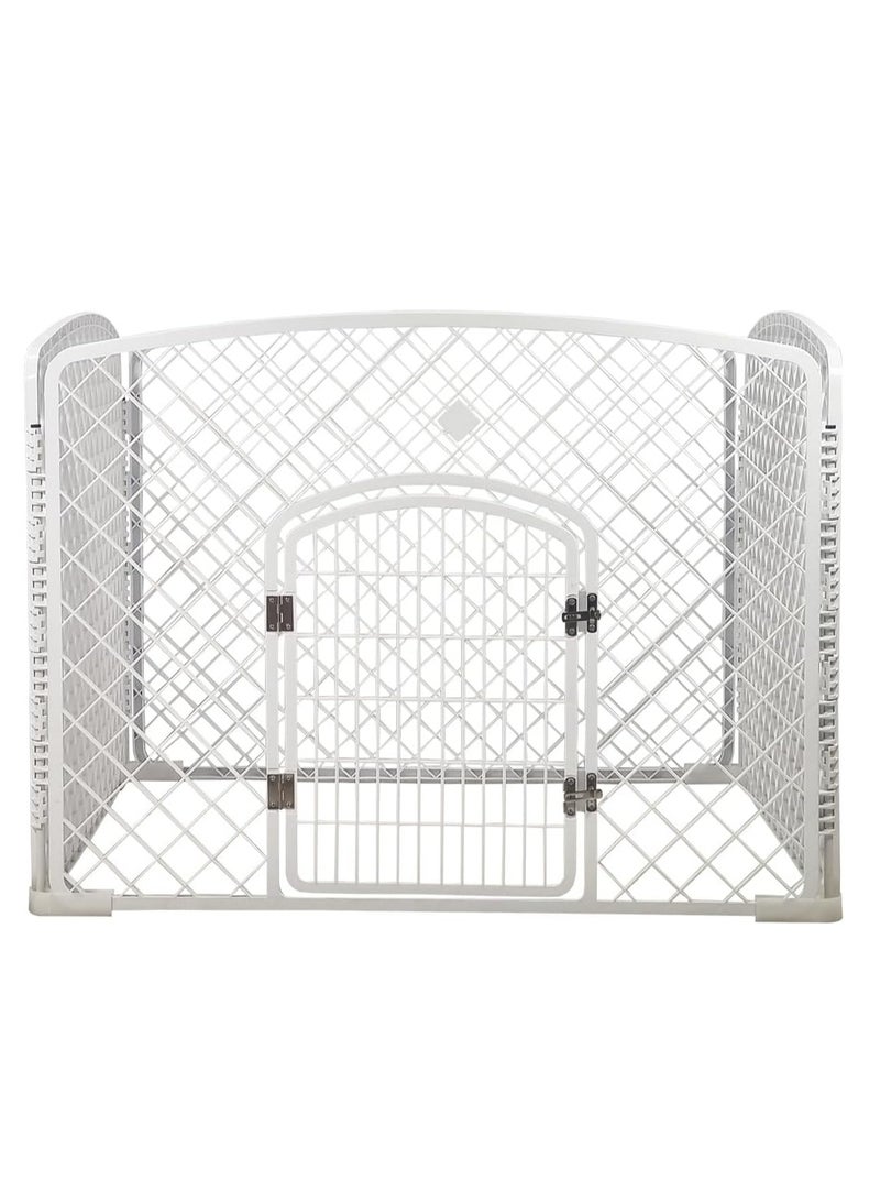 NNC PETS Dog playpen for Medium to Large dogs, Foldable and Stable pet playpen with 4-panel design and Lockable door, Suitable for Indoor & Outdoor use, Easy to assemble 101 cm (White) - Image 1