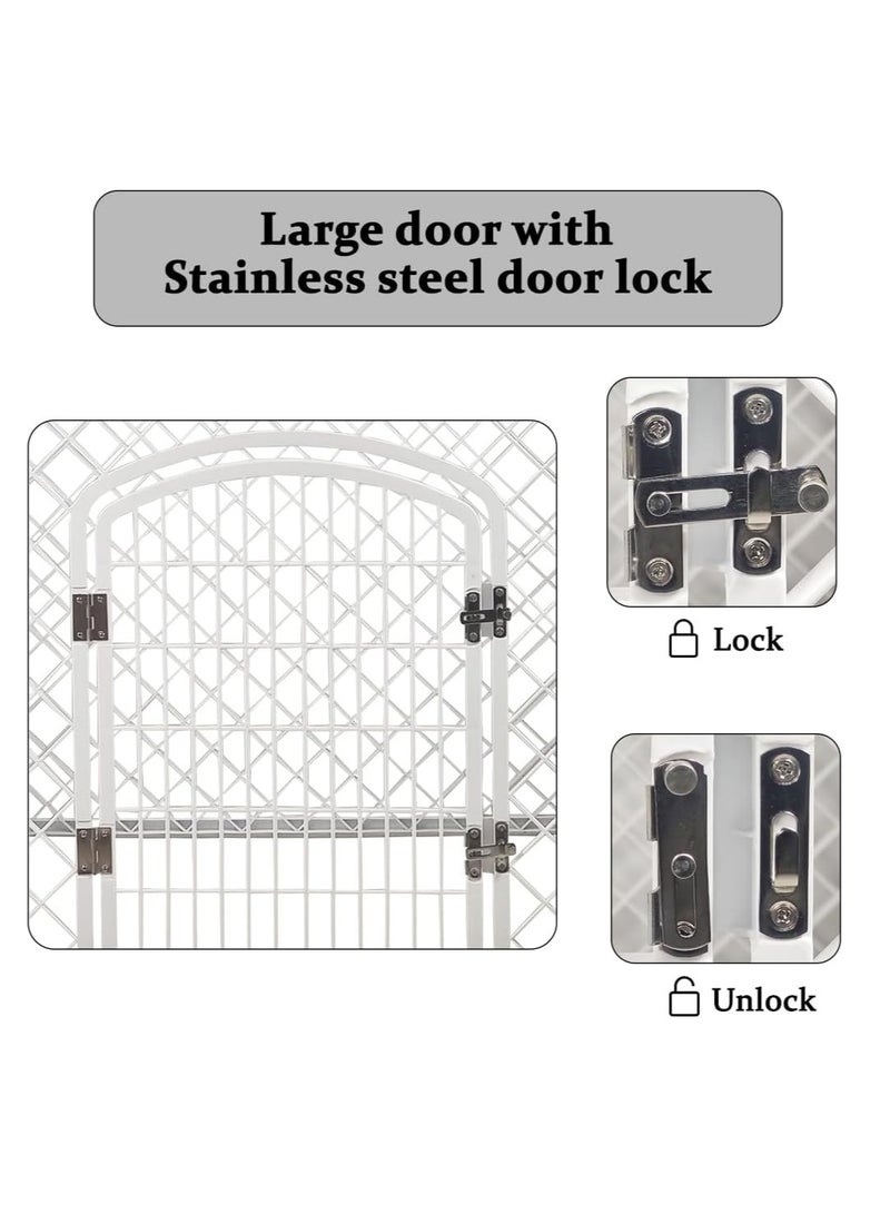 NNC PETS Dog playpen for Medium to Large dogs, Foldable and Stable pet playpen with 4-panel design and Lockable door, Suitable for Indoor & Outdoor use, Easy to assemble 101 cm (White) - Image 3
