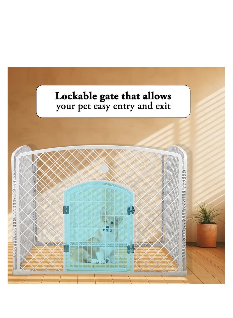 NNC PETS Dog playpen for Medium to Large dogs, Foldable and Stable pet playpen with 4-panel design and Lockable door, Suitable for Indoor & Outdoor use, Easy to assemble 101 cm (White) - Image 4