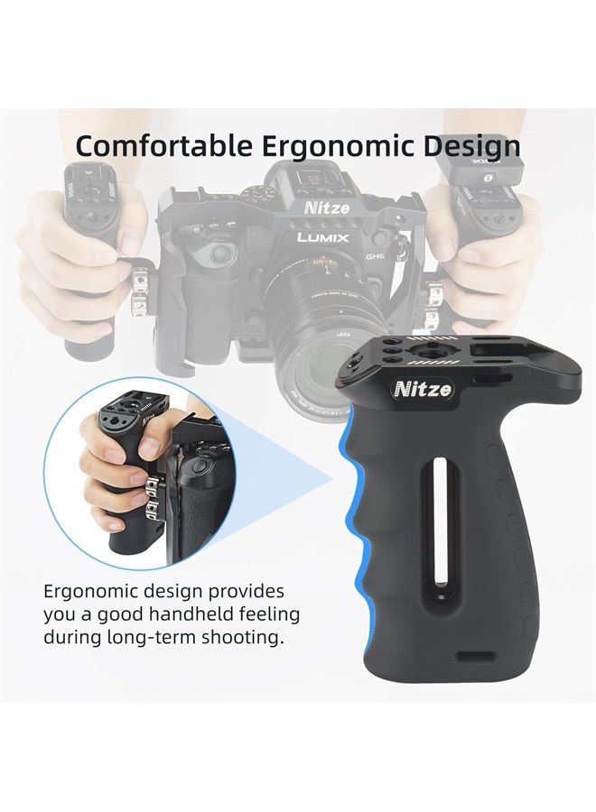 Nitze مقبض جانبي مريح مع براغي 1/4 بوصة، مقبض ألومنيوم مطاطي لليسار/اليمين لكاميرات ومراقبات - PA29B - Image 3