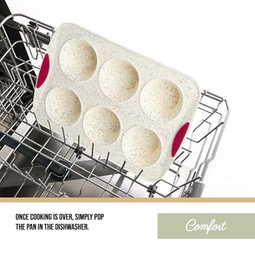 Trudeau Structure White Confetti 6-Cup Jumbo Muffin Pan – Premium Steel-Reinforced Silicone Bakeware, Nonstick BPA-Free Cupcake & Muffin Mold – Oven, Freezer & Dishwasher Safe - Image 5