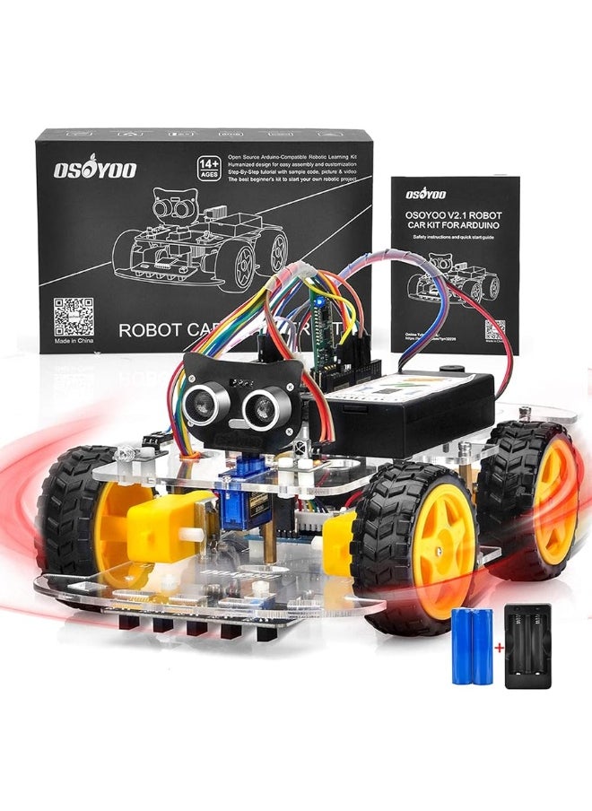 OSOYOO OSOYOO V2.1 Smart IOT Robot Car Kit for Arduino - Early STEM Education for Beginner Teenage and Kid â€“ Learn Circuit, Sensor - Get Hands-on Experience on Programming, Electronics Assembling, Robotics  - Image 1