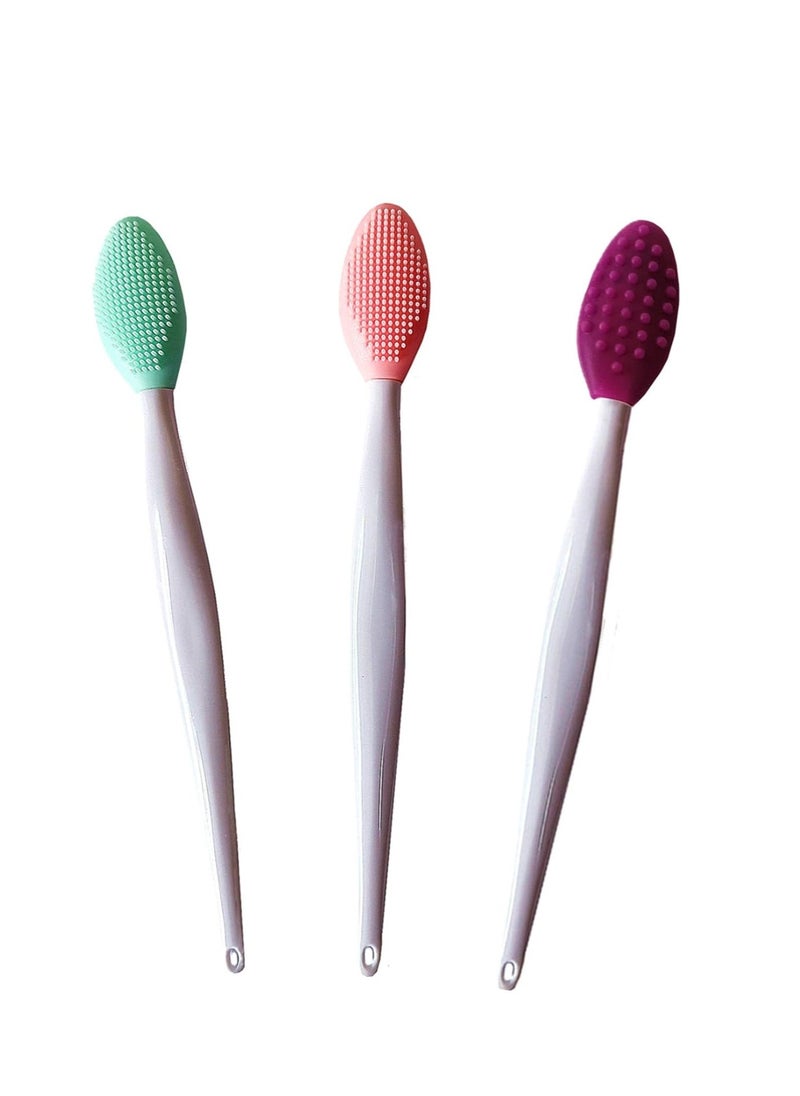 New prominent 3 Pcs Lip Scrub Brush,Lip Scrubber Exfoliator,Silicone Lip Brush Tool Double-Sided Mini Exfoliating Brush For Men Women Lip Lightening For Dark Lips Exfoliator Scrub Brush  - Image 1