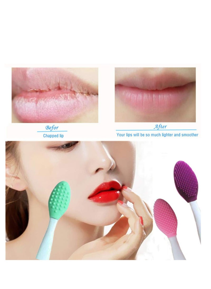 New prominent 3 Pcs Lip Scrub Brush,Lip Scrubber Exfoliator,Silicone Lip Brush Tool Double-Sided Mini Exfoliating Brush For Men Women Lip Lightening For Dark Lips Exfoliator Scrub Brush  - Image 2