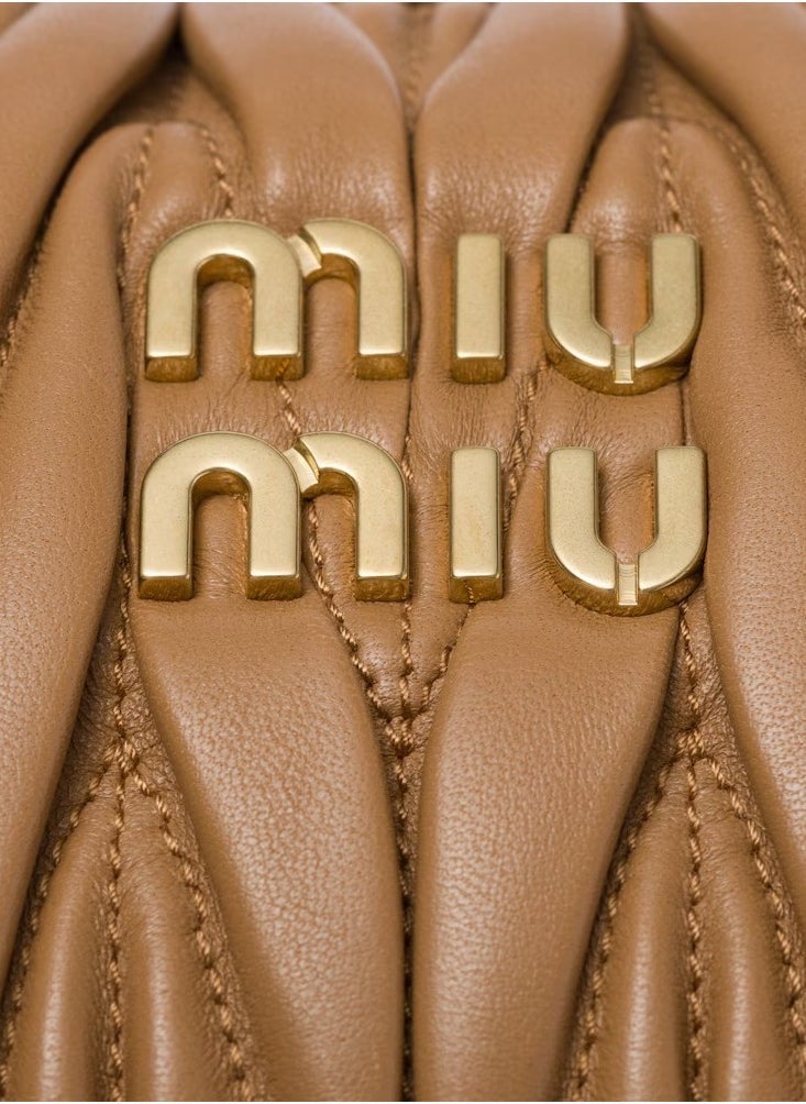 MIU - MIU Wander quilted nappa leather hobo Crossbody Shoulder Bag Caramel - Image 1