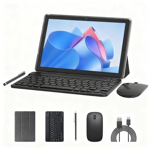 ZZB 10 inch Tablet Android 15 Tablets 2 in 1 With Keyboard Case Mouse Stylus Android Tableta 8GB64GB Support 1TB Expansion 101 IPS HD Screen 2MP8MP Dual Camera WiFi6 Bluetooth 6000mAh Battery Tab - Image 1