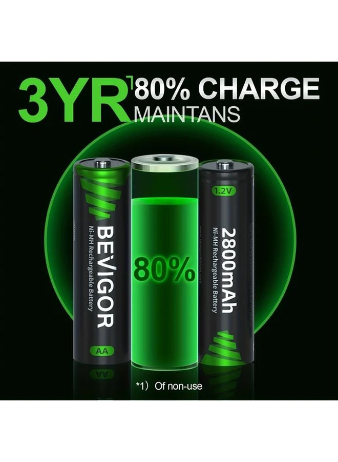10 Pack AA Rechargeable Batteries 2800mAh High Capacity with Charger Long Lasting Power - Image 5