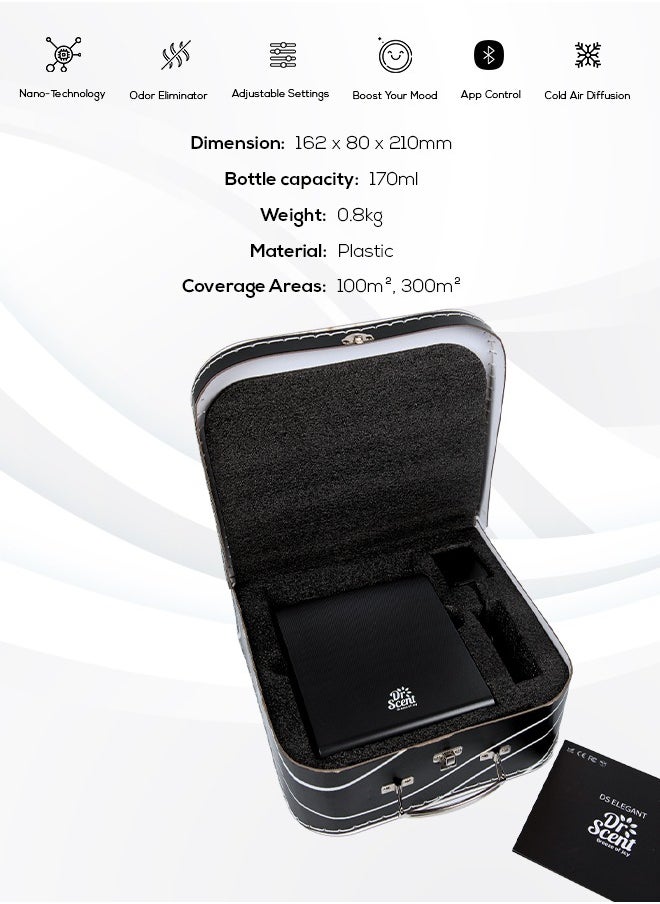 Dr Scent Dr Scent Essential Oil Diffuser – Elegant | Sophisticated Design, 100m²-300m³ Coverage, Bluetooth & App Control, Infuses Fragrance to Enhance Your Environment (Black-Silver)  - Image 5